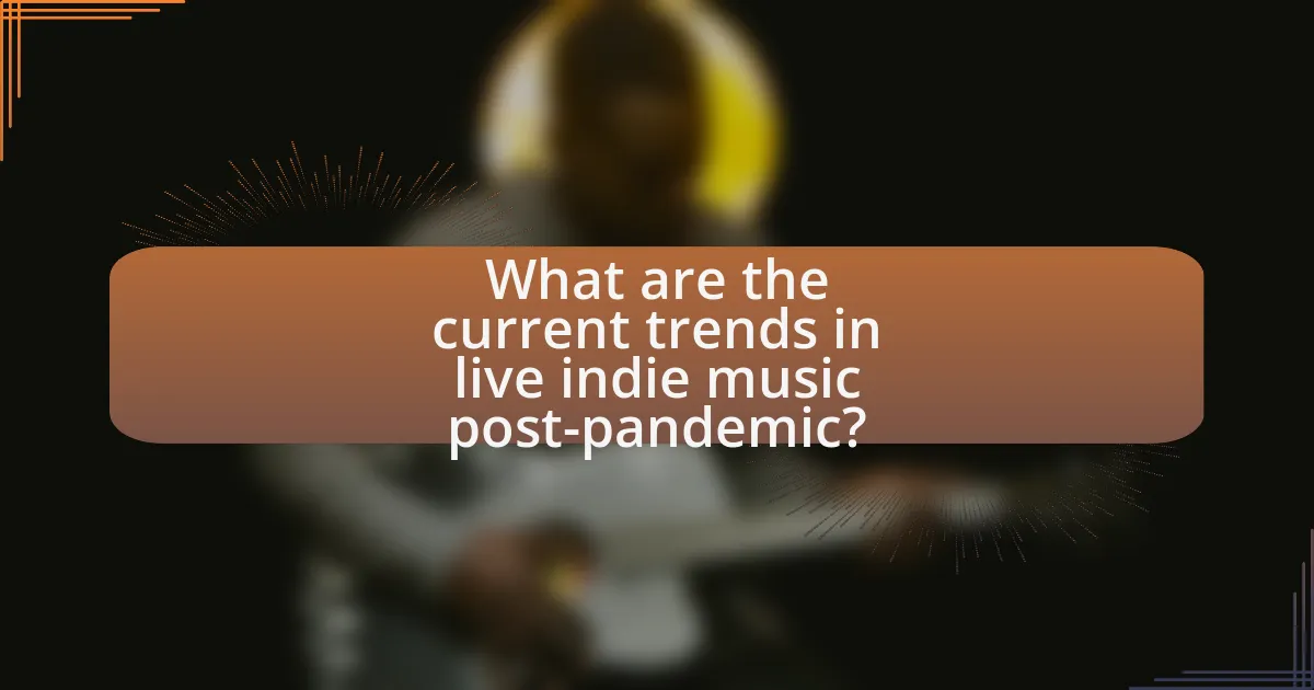 What are the current trends in live indie music post-pandemic?